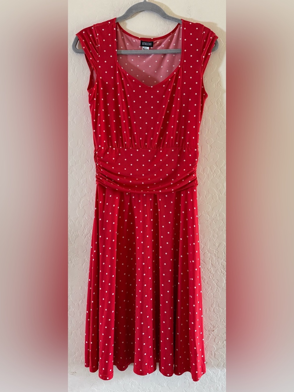 Retrolicious, large, red polka dot bombshell dress